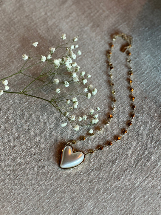 Collier coeur blanc