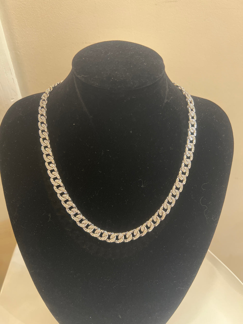 Collier chaîne strass argent