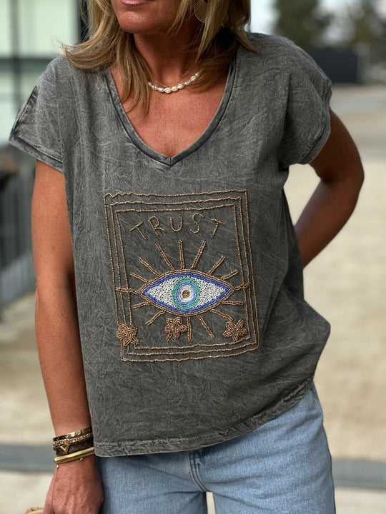 t-shirt oeil gris