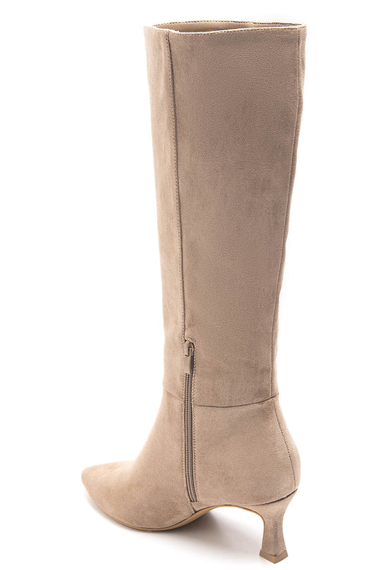 Boot daim petit talon beige (9586) taille petit