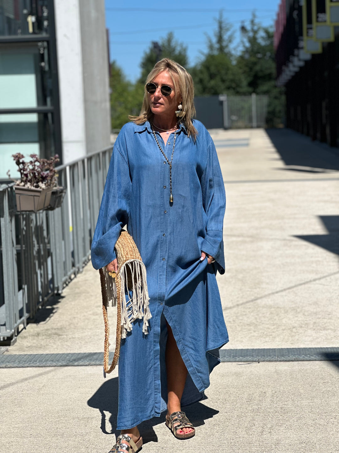 Robe tencel bleu jean