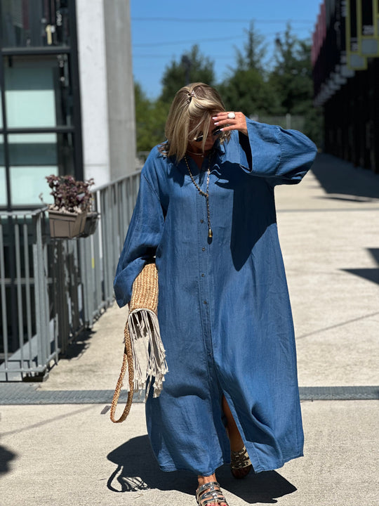 Robe tencel bleu jean