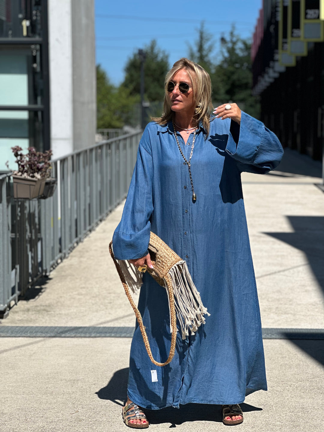 Robe tencel bleu jean