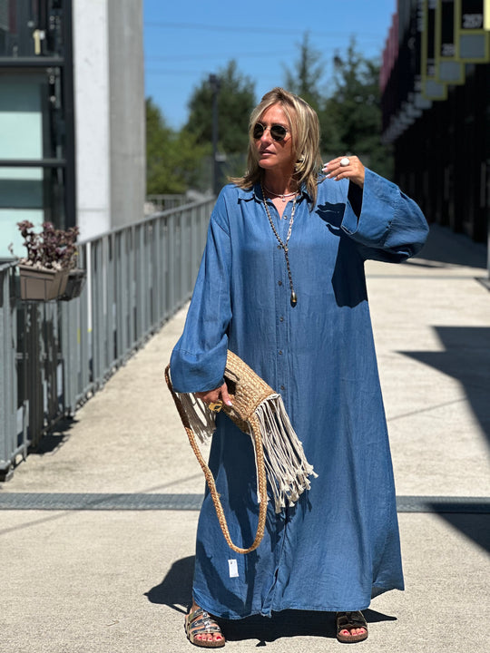 Robe tencel bleu jean