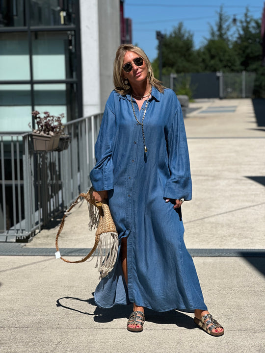 Robe tencel bleu jean