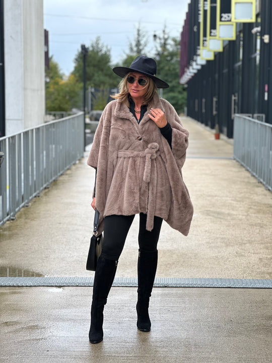 Poncho fourrure j’adore Taupe