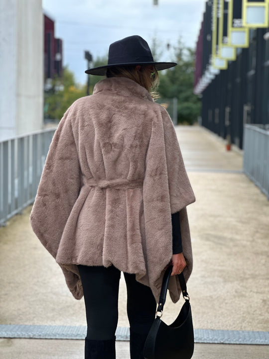 Poncho fourrure j’adore Taupe