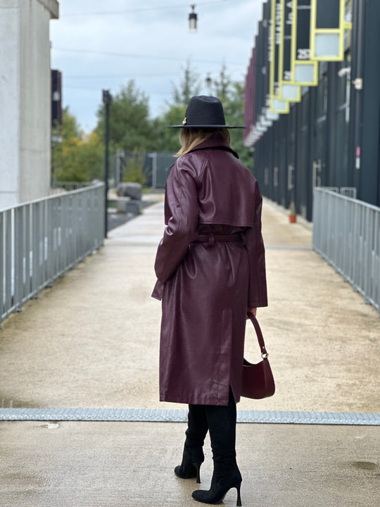 Trench similicuir bordeaux