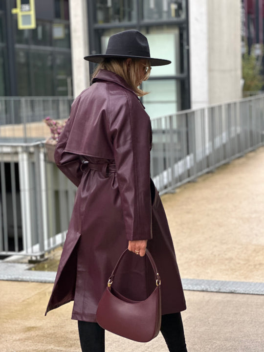 Trench similicuir bordeaux