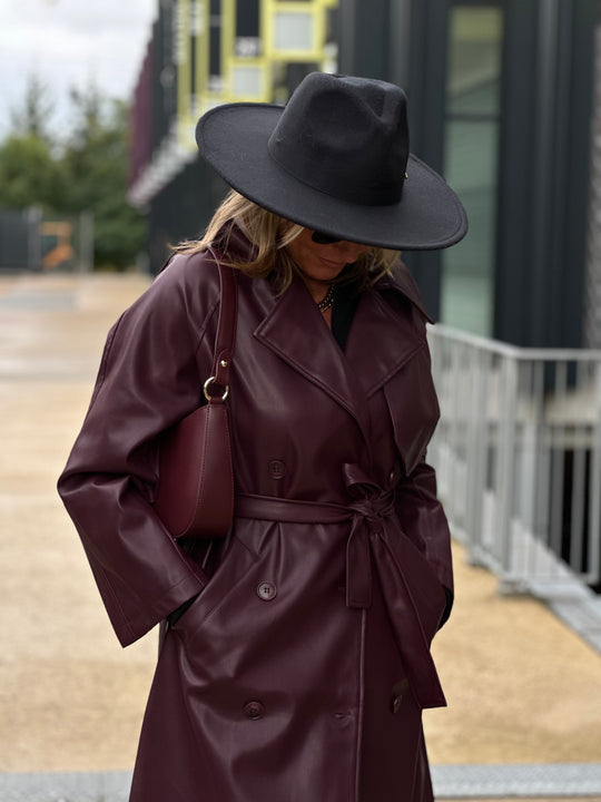 Trench similicuir bordeaux