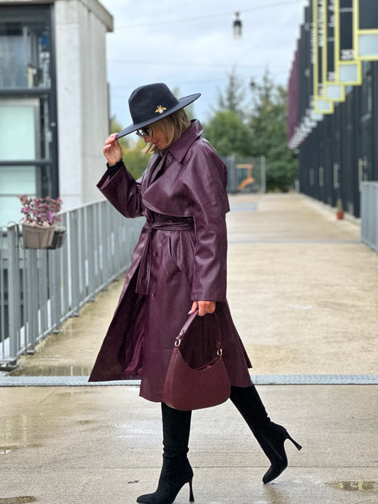 Trench similicuir bordeaux