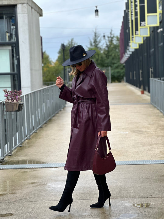 Trench similicuir bordeaux