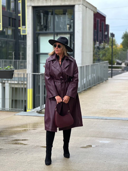 Trench similicuir bordeaux