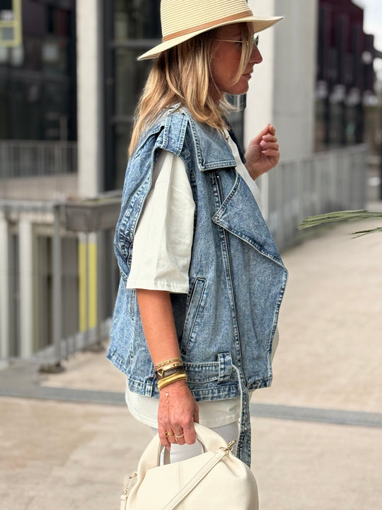 Veste Jean sans manches bleu