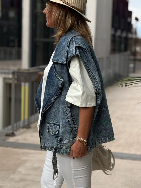 Veste Jean sans manches bleu