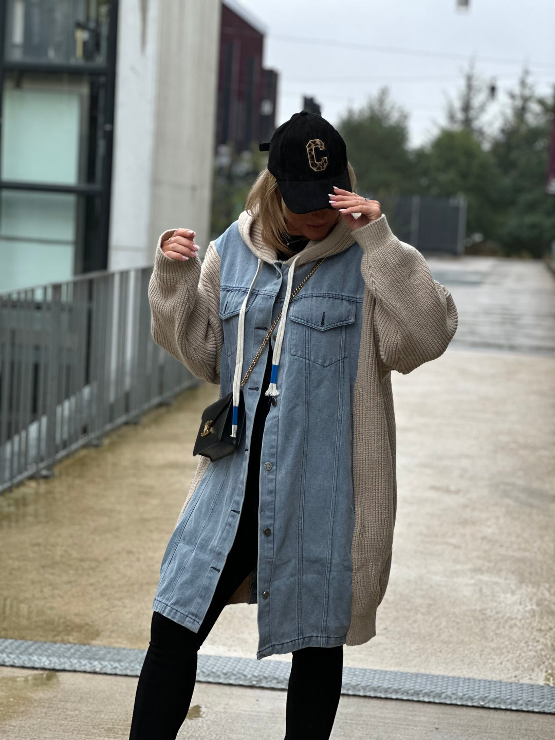 Veste jean gros maille Nana Beige