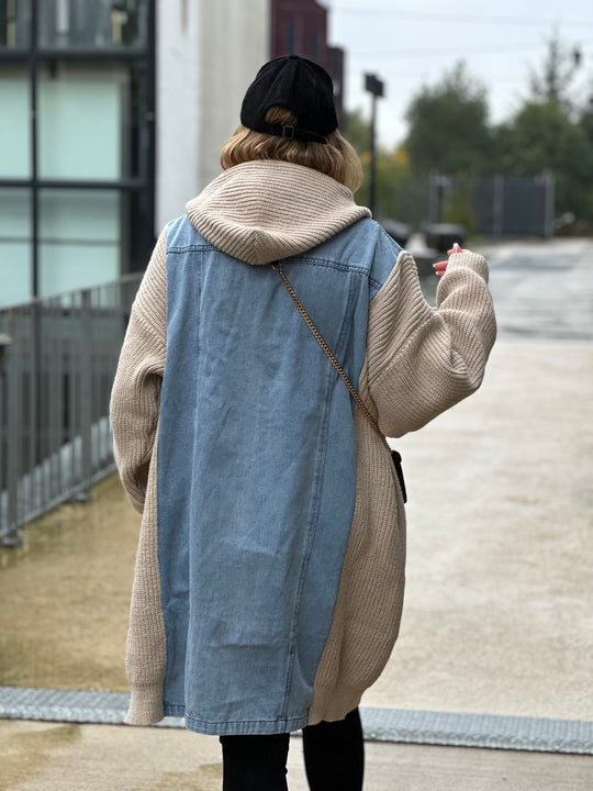 Veste jean gros maille Nana Beige