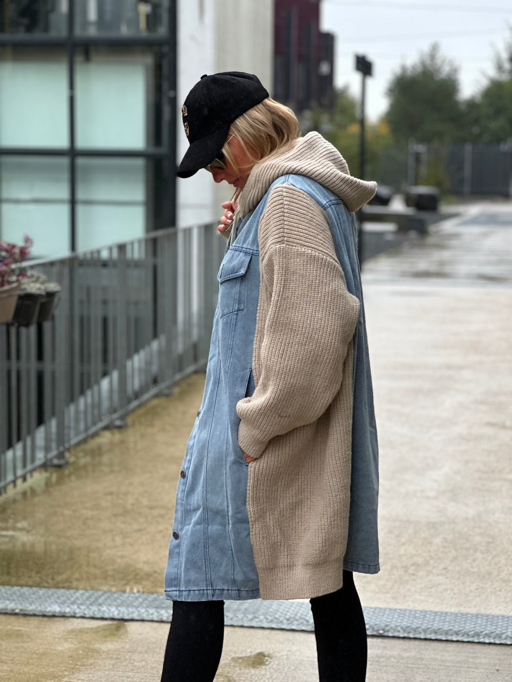 Veste jean gros maille Nana Beige