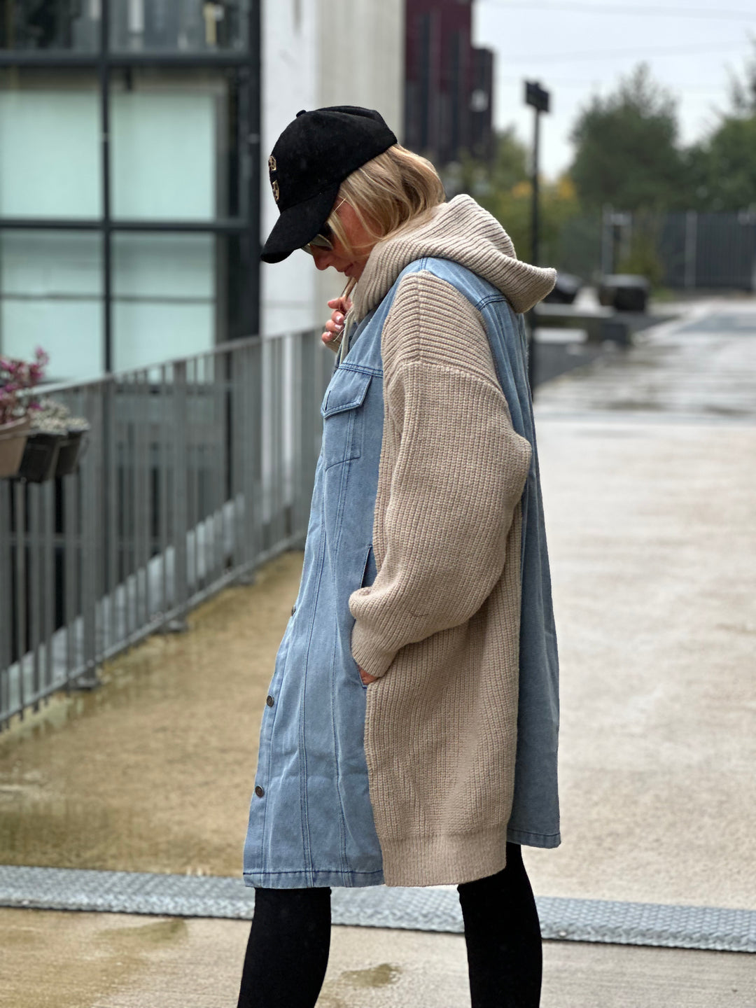 Veste jean gros maille Nana Beige