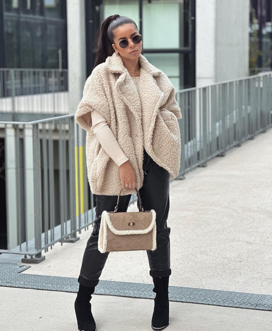 Poncho moumoute beige (précommande 3j)