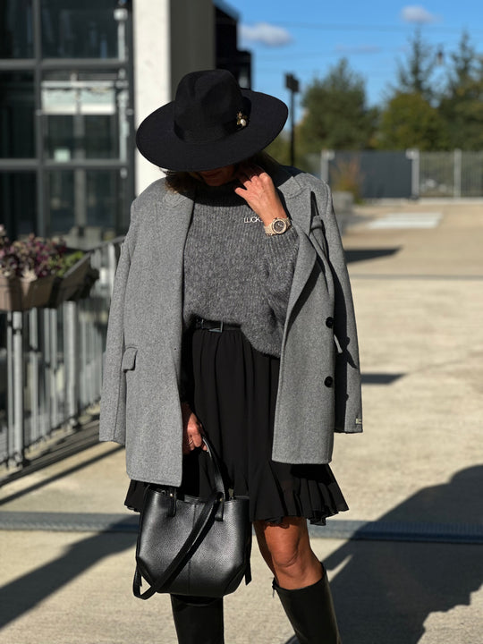 Veste laine milong Ella gris claire