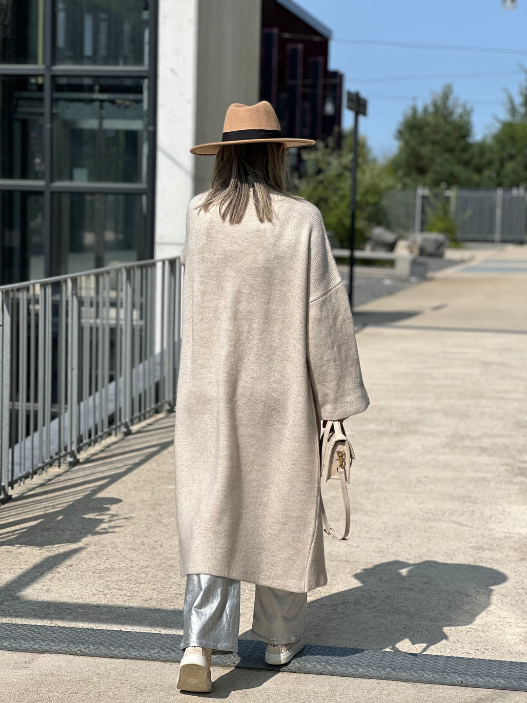 Gilet long Patch Brodée beige