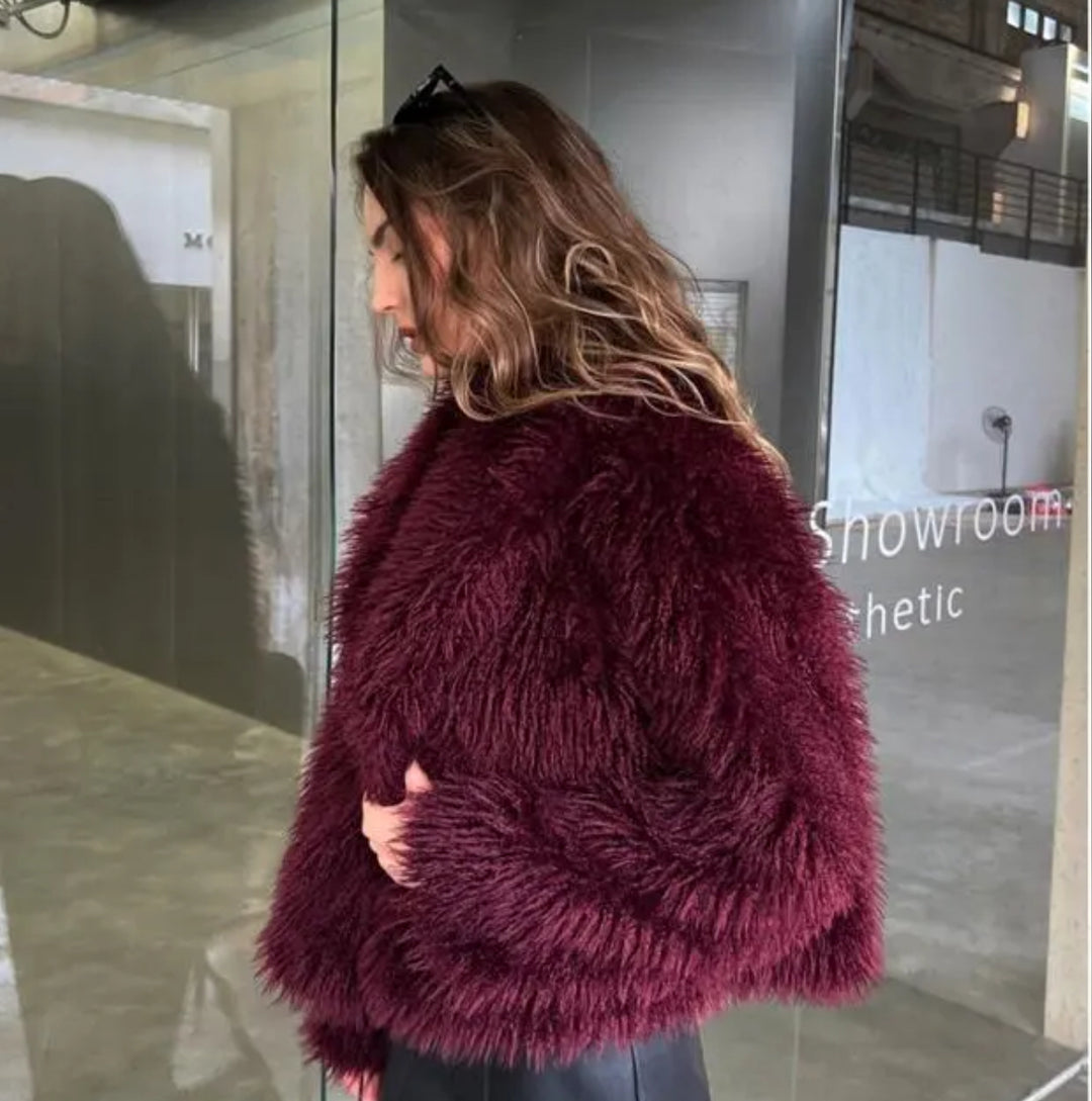 Manteau mouton en bordeaux / G