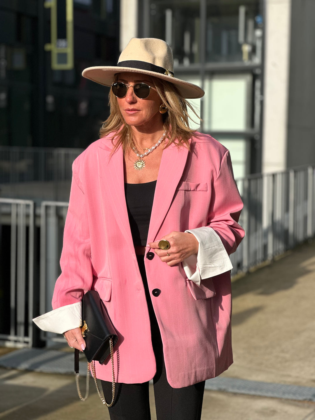 Blazer oversize rose rayure