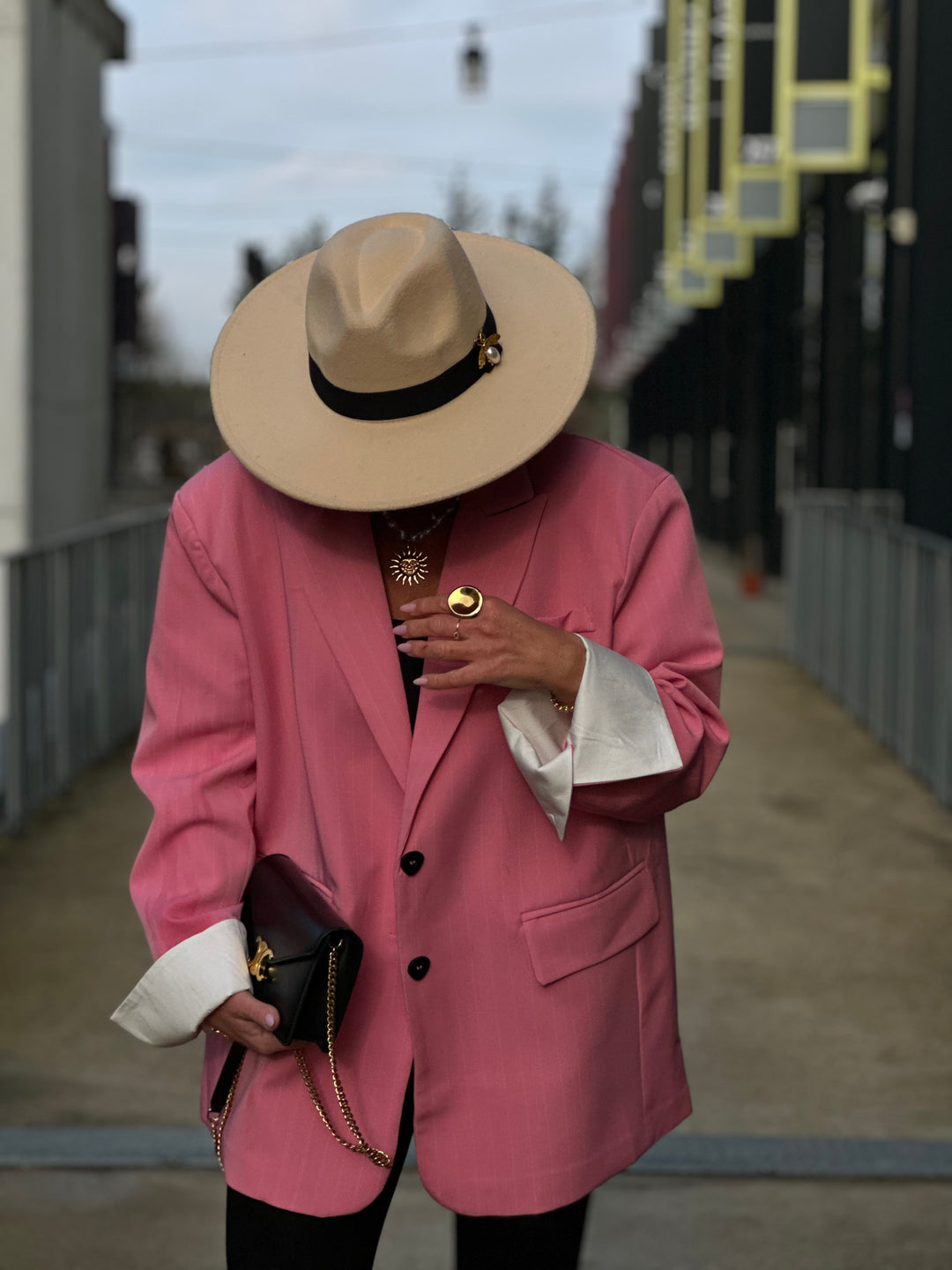 Blazer oversize rose rayure