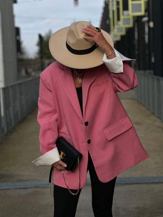 Blazer oversize rose rayure