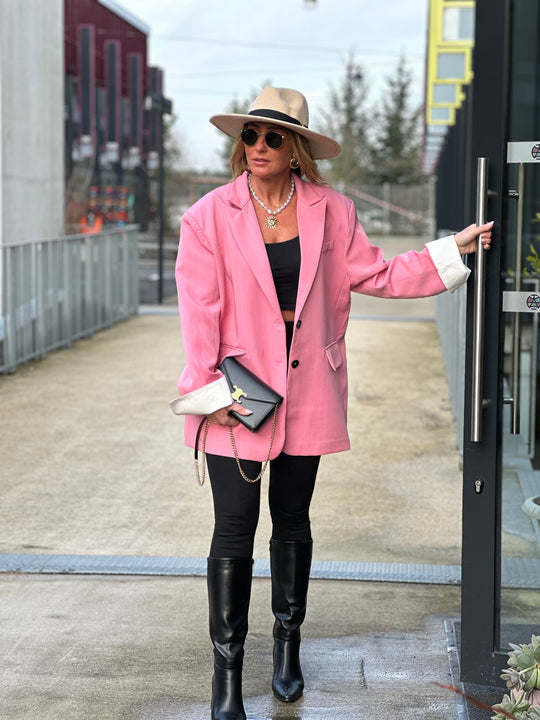 Blazer oversize rose rayure