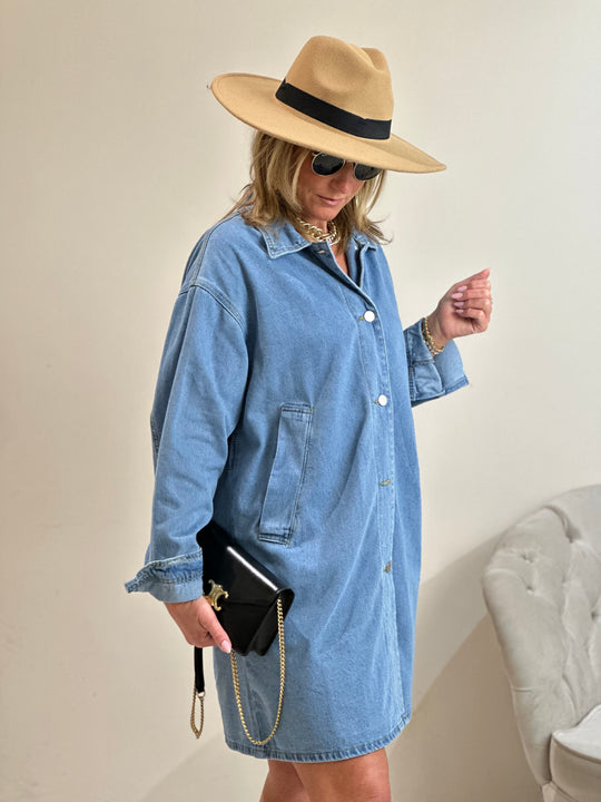 Robe jean boutonné bleu claire /8918