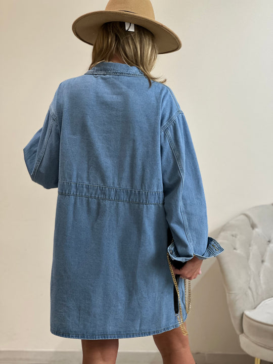 Robe jean boutonné bleu claire /8918