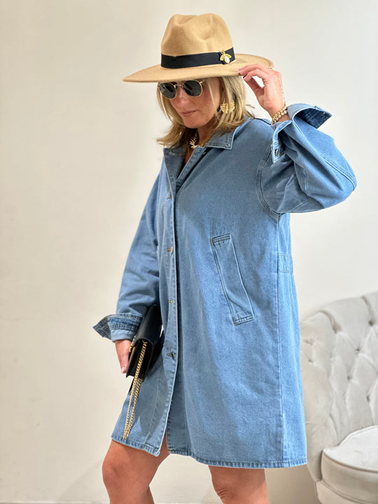 Robe jean boutonné bleu claire /8918