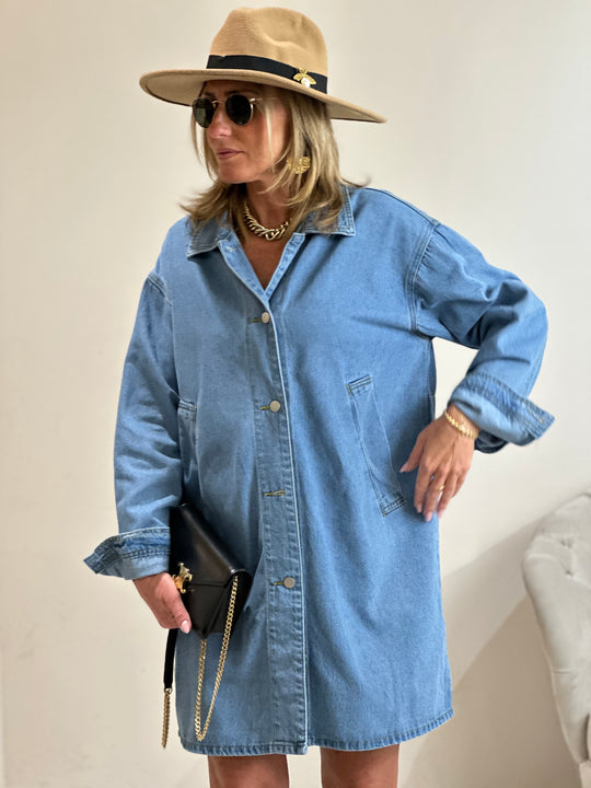 Robe jean boutonné bleu claire /8918