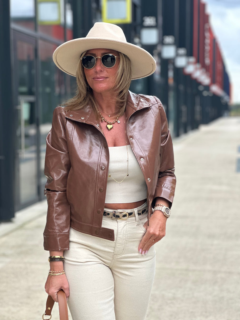 Veste similicuir camel Julie