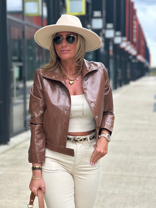 Veste similicuir camel Julie