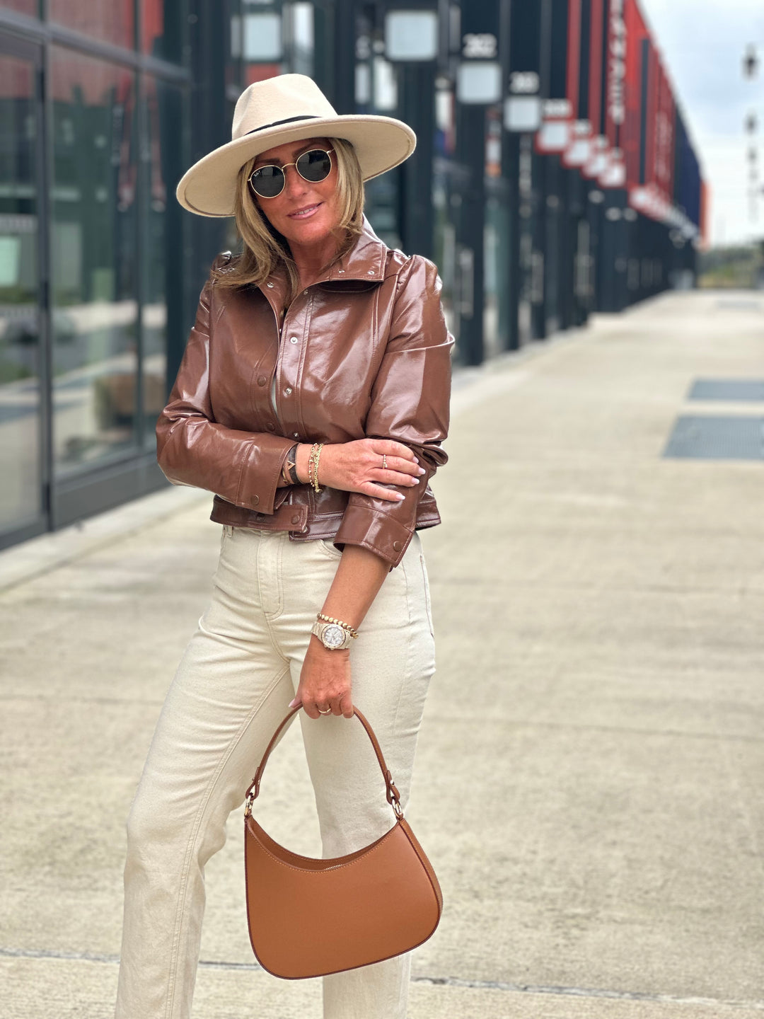 Veste similicuir camel Julie