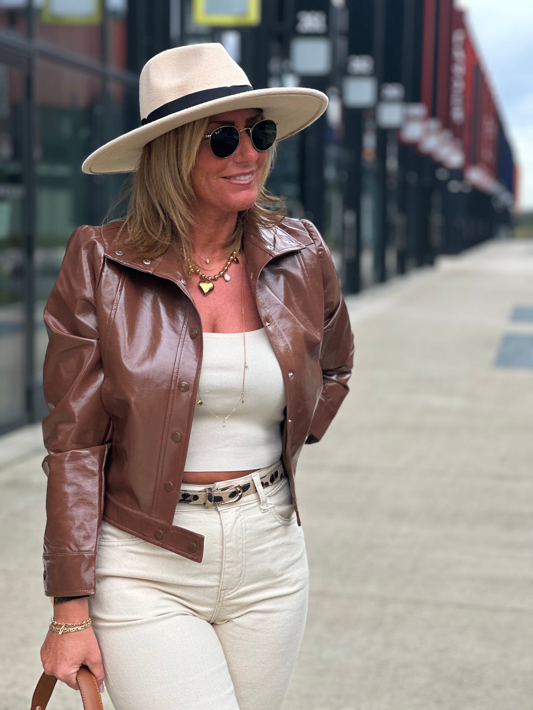 Veste similicuir camel Julie