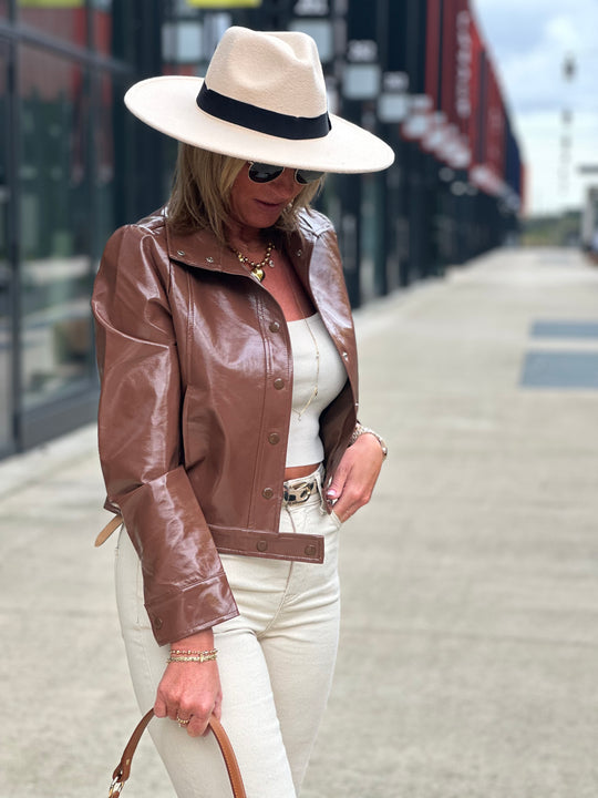 Veste similicuir camel Julie