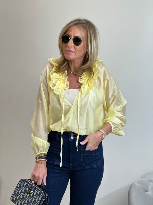 Blouse col volant Jaune