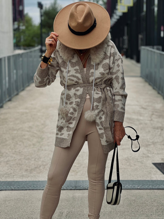 Leggings à bouton beige