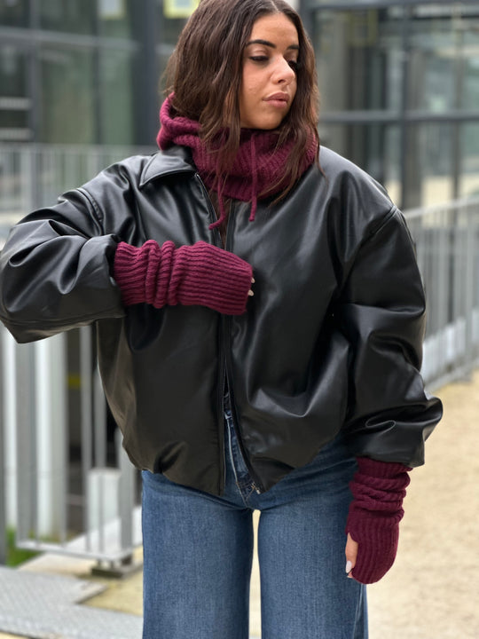 Ensemble mitaines + cargo en bordeaux / Dr