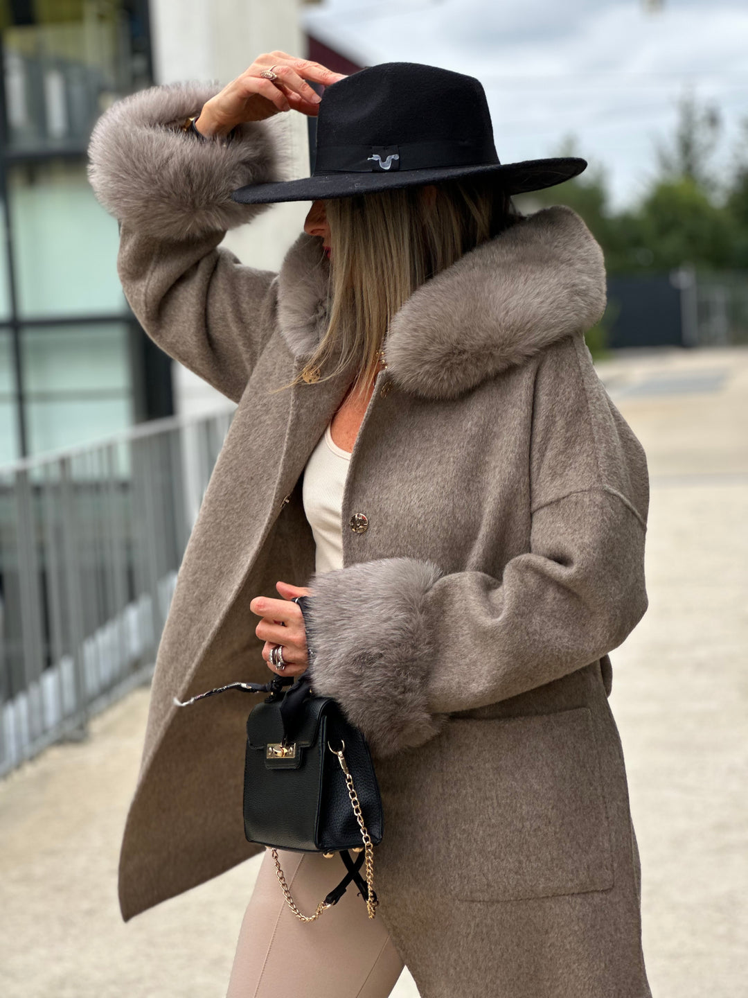 Manteau Veronica version longue Taupe