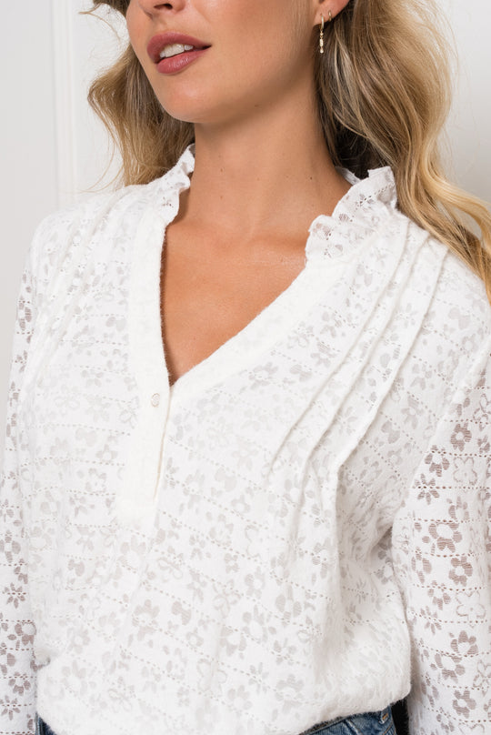 Blouse bordés Françoise Blanc/ k-2404