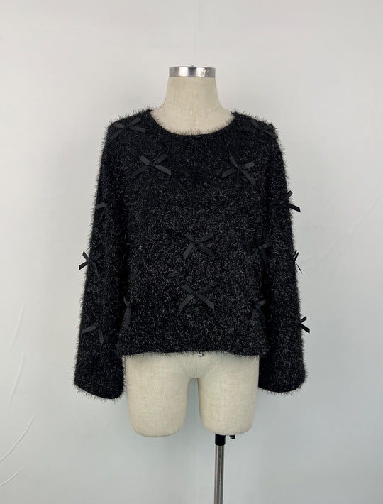 Pull brillant aux noeuds noir /Ai-3277