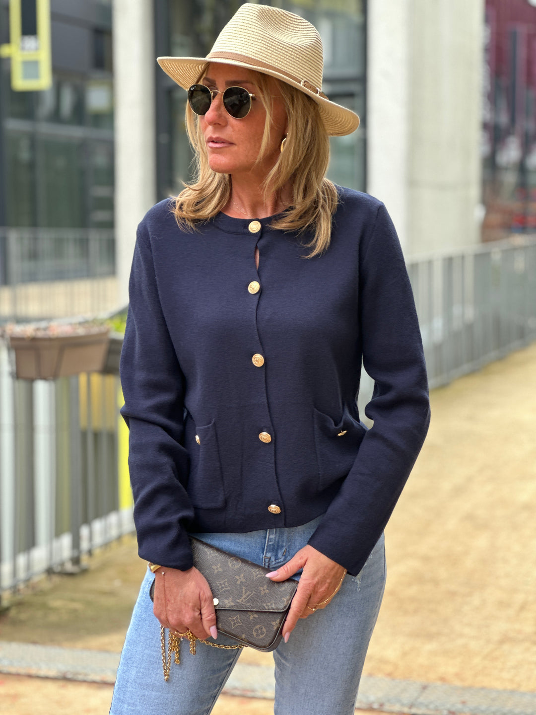 Gilet bouton or bleu /65081