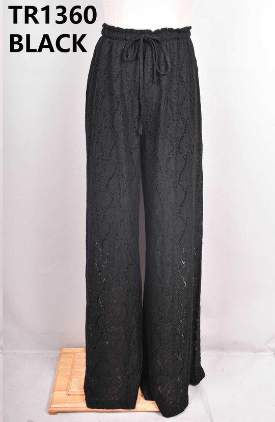 Pantalon palazzo en dentelle Noir/ Js1360