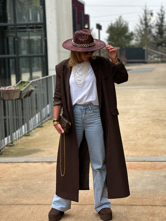 Blazer longue maxi oversize Choco