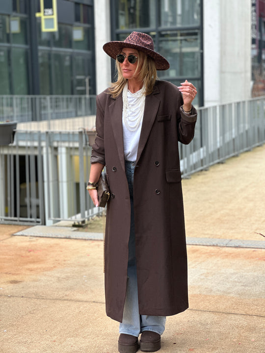 Blazer longue maxi oversize Choco